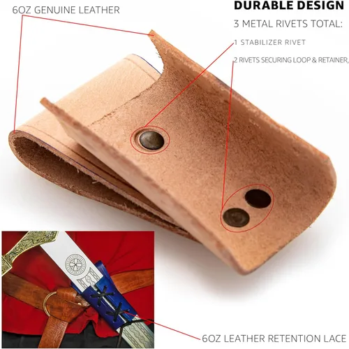 Vista 5 de Armory Replicas - Funda de daga de cuero genuino - Rana espada ajustable de inspiración medieval para armas pequeñas