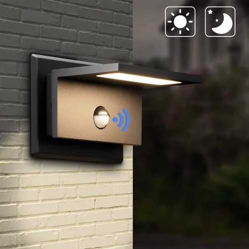 Vista 2 de Lustrlach Aplique de pared con sensor de movimiento para exteriores, luz LED para porche delantero, con cable IP54, impermeable, moderna