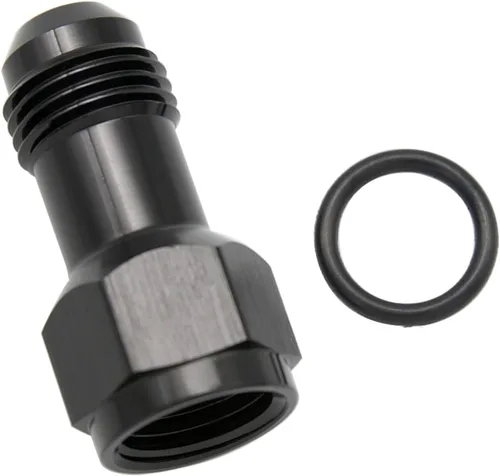 Vista 6 de 2 piezas de aluminio 6AN hembra a 6AN macho, conector adaptador de extensiones AN6 con anillo tórico, negro, longitud total: 1.476 in