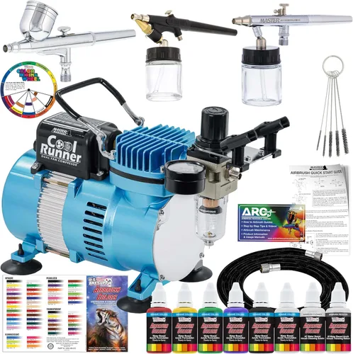 Master Airbrush KIT-SP19-20 juego de pintura con sistema vaporizador con compresor estándar (11 elementos)