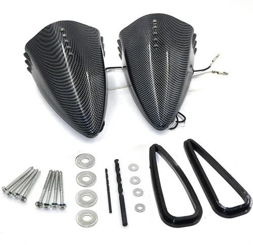 Vista 6 de Espejos laterales de visión trasera LED para cerdo de montaje lateral compatibles con la mayoría de los modelos de motocicletas japonesas