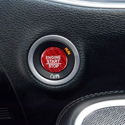 Vista 5 de Compatible con Charger Challenger Cubierta del Botón de Arranque y Parada del Motor Sin Llave Un Clic Botón de Arranque por Empuje Pegatina de Negro