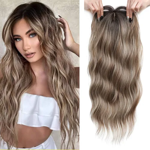 Vista 15 de PANEWAY Toppers de pelo de 7 x 7 pulgadas para mujeres con cabello fino, pelucas de 20 pulgadas para mujer, 1B