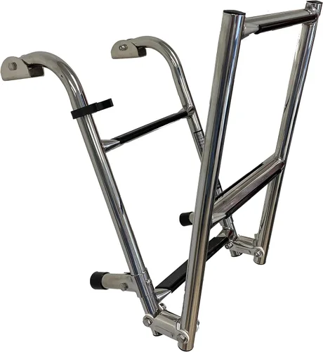 Vista 3 de classAcustoms 77090202 Escalera plegable para barco de 4 escalones Acero inoxidable Escalera para barco de esquí Escalera para pontón