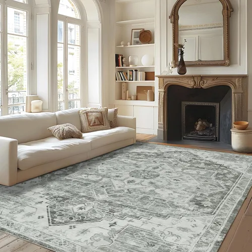 Vista 30 de Auemtyn Alfombra lavable de 6 x 9, moderna, abstracta, suave, delgada, antideslizante, para interiores, para sala de estar, dormitorio, comedor