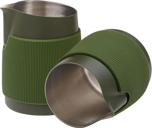 Vista 8 de Normcore Jarra de espuma de leche sin asa, jarra de leche 15.2 oz, taza vaporizadora de espuma de leche de acero inoxidable taza de espresso, pico