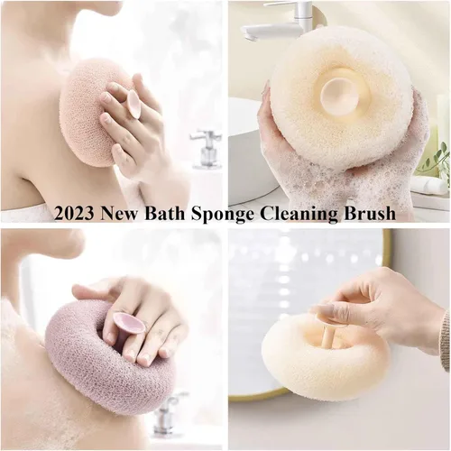 Vista 2 de Cepillo de limpieza de esponja de baño, esponja exfoliante súper suave, cepillo de limpieza para ducha, mujeres, masaje, baño, esponja exfoliante
