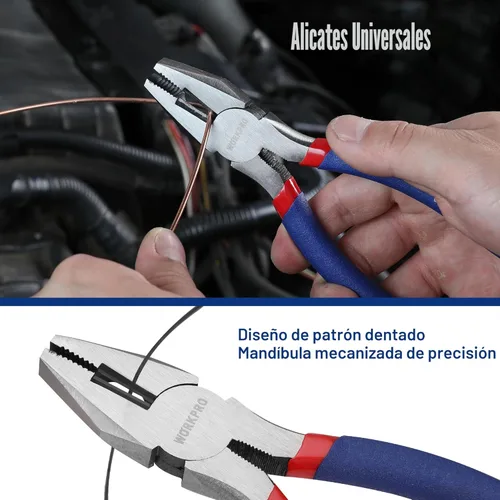 Vista 5 de Juego de alicates WORKPRO de 7 piezas con junta de ranura, nariz larga, junta deslizante, línea y alicates diagonales para bricolaje y uso doméstico