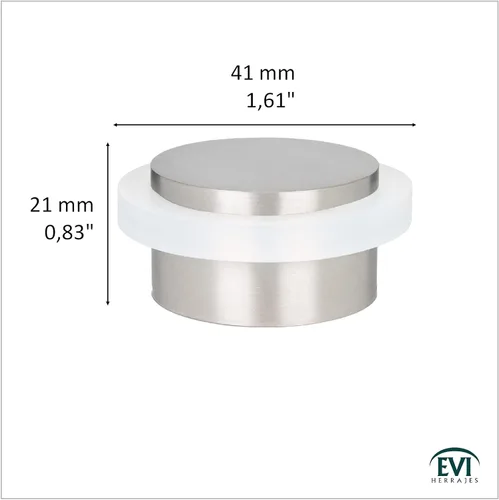 Vista 2 de EVI Tope de puerta adhesivo 1.37'' X 0.8'' Caucho blanco de silicona natural Acero inoxidable Acabado mate Gran adherencia 100%