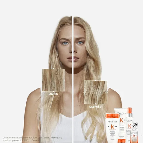 Vista 2 de Kerastase - Suero nutritivo para cabello seco con puntas abiertas, tratamiento nutritivo con aceite sin enjuague para suavidad y brillo, fórmula