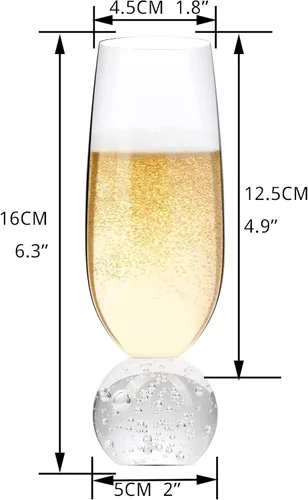 Vista 6 de Hanjue Juego de 4 copas de champán de cristal sin plomo, copas de champán transparentes de 7 onzas, ideales para regalos, fiestas, bodas, Navidad