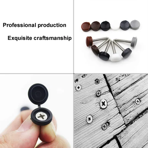 Vista 5 de YouU 50 tapas de plástico con bisagras de rosca para arandela, 2 colores a elegir, blanco, negro (negro)