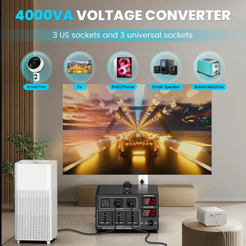 Vista 7 de Transformador convertidor de voltaje de 1000 W (110 V a 220 V o 220 V a 110 V) convertidor elevador hacia arriba/abajo 110/120 voltios - 220/240