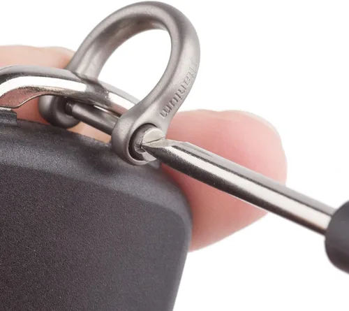Vista 4 de TISUR Anillos en D de titanio con grillete de tornillo, llaveros en forma de U, herramientas para llaves de automóvil, hebilla de cuero para Mate