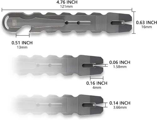 Vista 3 de WeKnife Gesila - Mini barra de palanca plana de bolsillo, multifunción, herramienta EDC de titanio, extractor de uñas, abridor de supervivencia