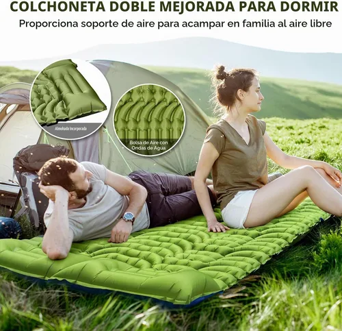 Vista 7 de Colchoneta de Dormir para Campamento, Alfombrilla de Campamento Extra Gruesa de 6" con Almohada Bomba de Pie Incorporada, Alfombrilla Inflable Ultra