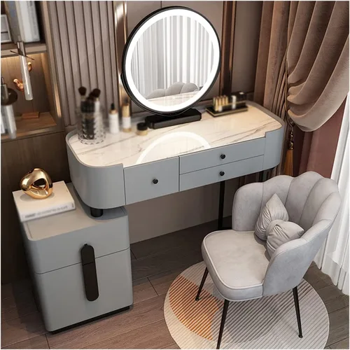 Vista 14 de Dressing Table Makeup Table Dresser Bedroom Modern Minimalist Makeup Table Storage Cabinet Large Combination Cabinet with Makeup Chair Dresser White