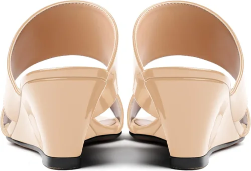 Vista 4 de WAYDERNS Sandalias de cuña de tacón bajo de dos piezas para mujer con punta abierta y puntera abierta, de 2 pulgadas