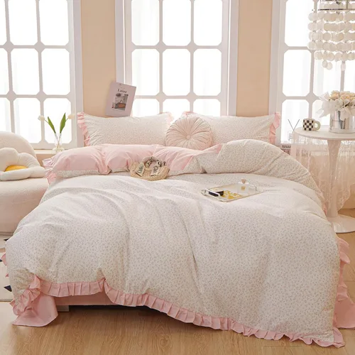 Vista 43 de VM VOUGEMARKET Juego de Funda de Consolador Romántica con Volantes Twin Estilo Princesa para Niñas Juego de Ropa de Cama de Flores Moradas