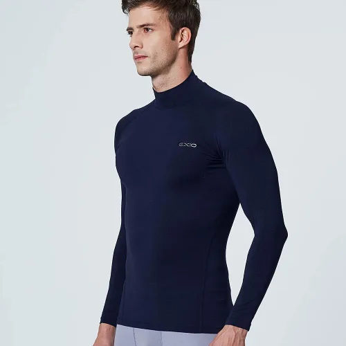 Vista 3 de EXIO EX-T02 - Camiseta de compresión de cuello alto y manga larga para hombre, con sistema de capa base Ext02-nv
