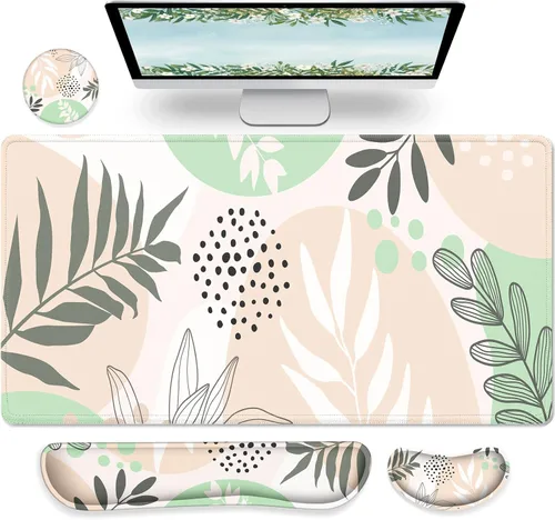 Vista 8 de Gimars Juego Mejorado Ampliado de Almohadilla de Apoyo para Muñeca de Teclado de Espuma Viscoelástica de Gel, Diseño Ergonómico Cómodo