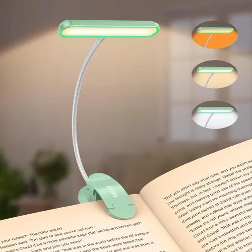 Vista 9 de Gritin Luz de Lectura Recargable para Leer en la Cama con 19 LED y Función de Memoria - Cuidado de los Ojos 3 Temperaturas de Color, 5 Niveles