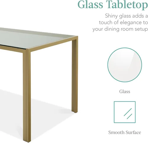 Vista 2 de Best Choice Products 5 piezas Juego de mesa de comedor de vidrio, muebles modernos para mesa de cocina para comedor, dinette, ahorro de espacio