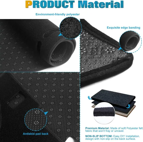 Vista 6 de x xotic tech Alfombrilla para consola central para tablero de instrumentos precortada, antideslizante, protector solar antirreflejos, cubierta