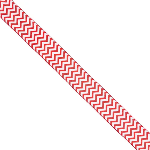 Morex Ribbon Cinta de poliéster Chevron de menta con cable, 2-1/2"/50 yardas, rojo/blanco