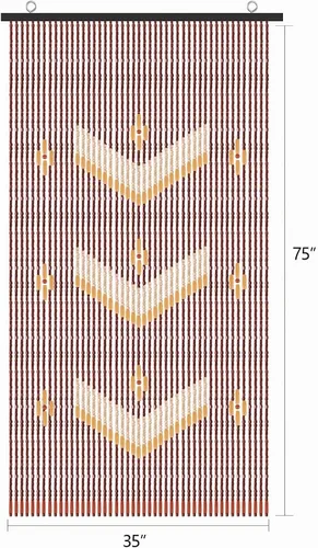 Vista 9 de ANMINY - Cortina de cuentas de madera de bambú, 52 hebras hechas a mano Flor triple v/ 1 panel