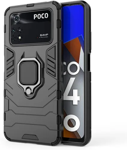 Vista 2 de Funda para Xiaomi Poco M4 Pro 4G, soporte magnético para montaje en coche para Xiaomi Poco M4 Pro 4G 2201117PI 2201117PG Caso Negro