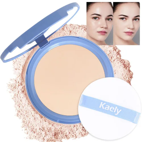 Vista 11 de evpct Polvo facial prensado para control de aceite, compacto para mujeres, base de maquillaje translúcida para mujeres, impermeable, de larga