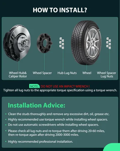 Vista 6 de SCITOO 2 adaptadores espaciadores de rueda de 2 pulgadas de 8 x 170 a 8 x 170 8 lengüetas de 14 x 1.5 pernos de 5.118 in compatibles con F-250