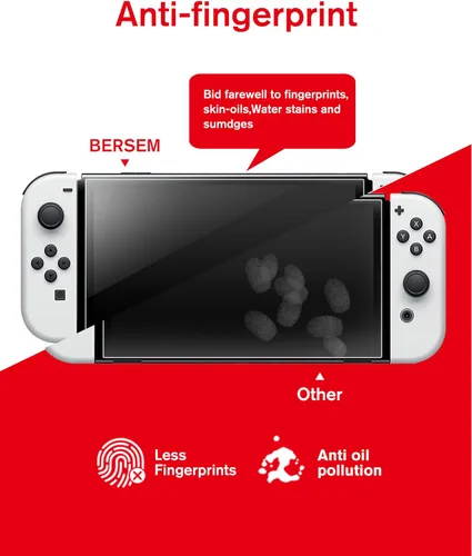 Vista 3 de bersem Paquete de 2 protectores de pantalla de vidrio templado compatibles con Nintendo Switch OLED de 7 pulgadas 2021, kit de alineación