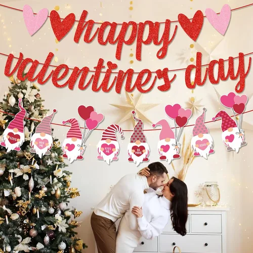 Vista 2 de Decoraciones para el día de San Valentín, pancarta de feliz día de San Valentín, decoración del día de San Valentín para el hogar, decoración