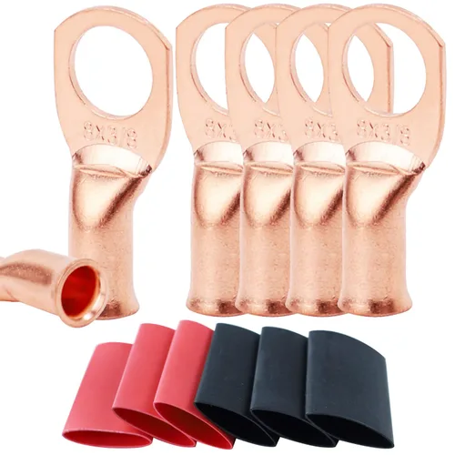 Vista 57 de TKDMR - Kit de 264 piezas de extremos de cable de batería, 132 piezas de terminales de anillo de lengüetas de cable de cobre resistentes AWG 8 6 4 2