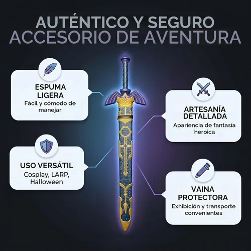Vista 2 de otaku gear Espada de espuma Heroic Master de 37 pulgadas con funda de plástico para cosplay, LARP, disfraz de Halloween y exhibición