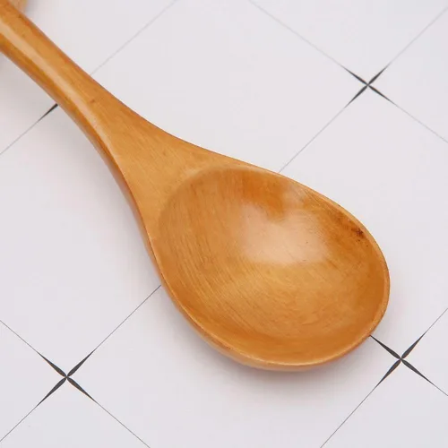 Vista 5 de Cuchara de madera, cuchara grande de mango largo, cuchara de sopa, arroz, postre, utensilios de cocina, cubiertos para niños, cuchara de té