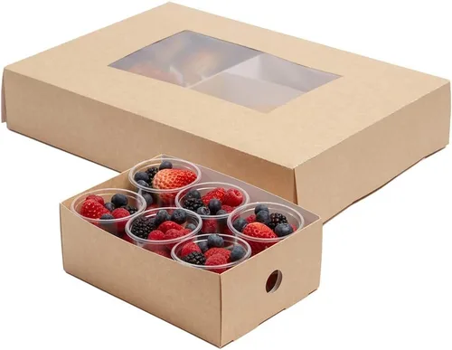 Slide Tek - Inserto pequeño de papel kraft rectangular - Se adapta a bandeja de catering - 8 3/4 x 6 x 3 1/4 pulgadas - Caja de 10 unidades