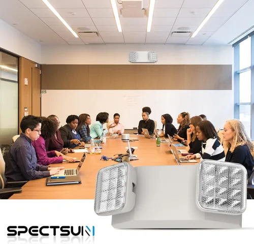 Vista 7 de Paquete de 1 luz de emergencia comercial con batería de respaldo, luces de emergencia para negocios, con cable duro, certificado UL 924, CA