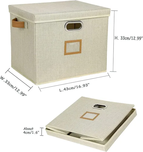 Vista 7 de Cajas de almacenamiento de discos de vinilo de 12 pulgadas con tapas y asas, elegante y práctico organizador de discos LP para más de 100 discos