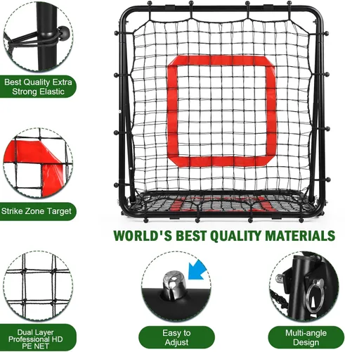 Vista 8 de BaseGoal Baseball and Softball Rebounder Net,Baseball Rebounder,Volleyball Rebounder,Pitch Back Net,Multi-Sport Training Rebound Screen,with