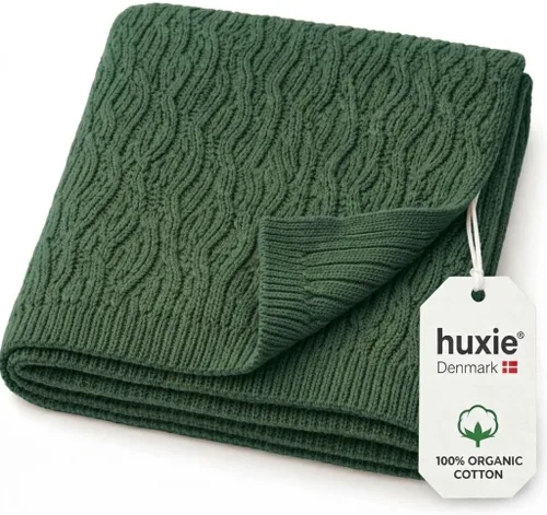 Vista 10 de Knitted Organic Cotton Baby Blanket- Swaddle Blanket, 30" x 40" Soft Ribbed Blanket for Newborn 2-Pack (Baby Blue)