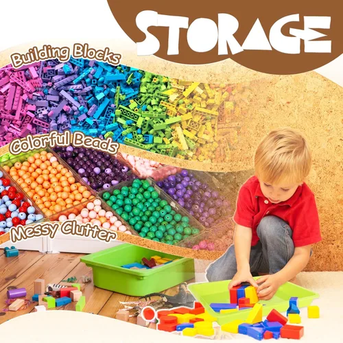 Vista 4 de Paquete de 12 bandejas de arte de plástico, bandeja organizadora de servir multicolor, bandejas de manualidades para proyectos de bricolaje