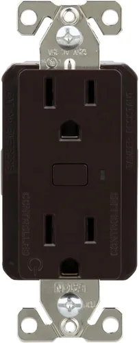 Vista 2 de Eaton El receptáculo inteligente Wi-Fi funciona con Hey Google y Alexa, marrón
