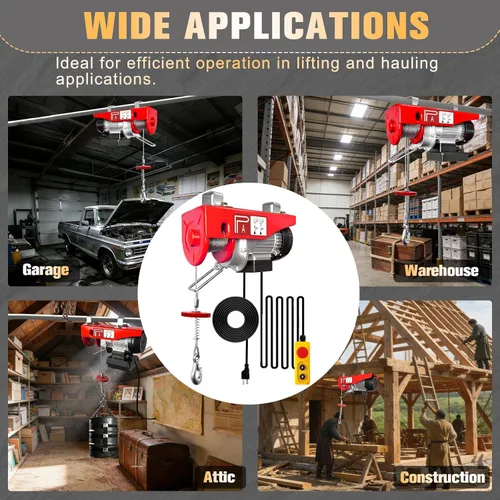 Vista 7 de YATOINTO Polipasto eléctrico de 440 libras con control remoto con cable de 13 pies, cabrestante eléctrico de 110 V con altura de elevación de cable