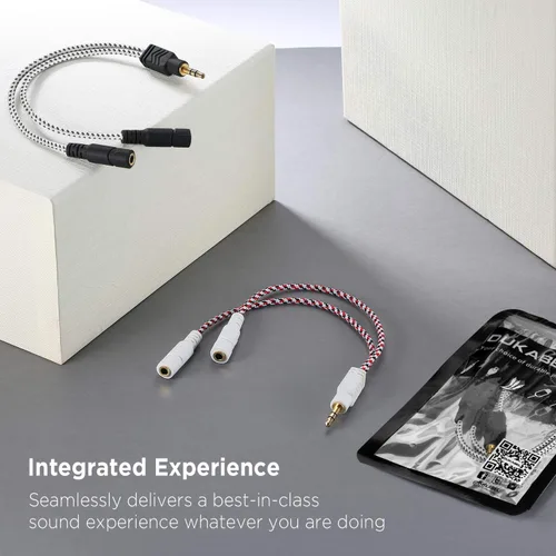 Vista 4 de DUKABEL Divisor de Auriculares, Cable Divisor de Audio Trenzado de 3,5 mm Divisor TRS de 3 Polos Divisor Auxiliar para Auriculares, Altavoces