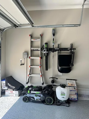 Vista 4 de TIDYME Organizador de herramientas de garaje para montaje en pared, 48 pulgadas, estante de almacenamiento resistente con ganchos ajustables