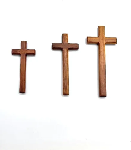 Vista 6 de St John the Baptist Orthodox Brotherhood Cruz de mano de madera simple y maciza, tamaño mediano (mediano)