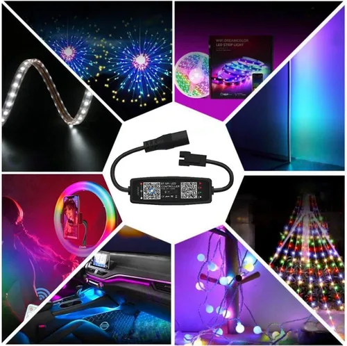 Vista 2 de WS2812B Controlador LED Bluetooth Música para SK6812 WS2811 WS2812 Pixel LED Tira de luz APP 24/28Keys Remote DC5-24V (sin control remoto)